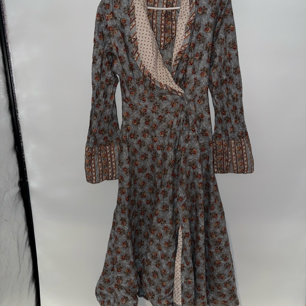 Floral Wrap Dress with Ruffled Trim